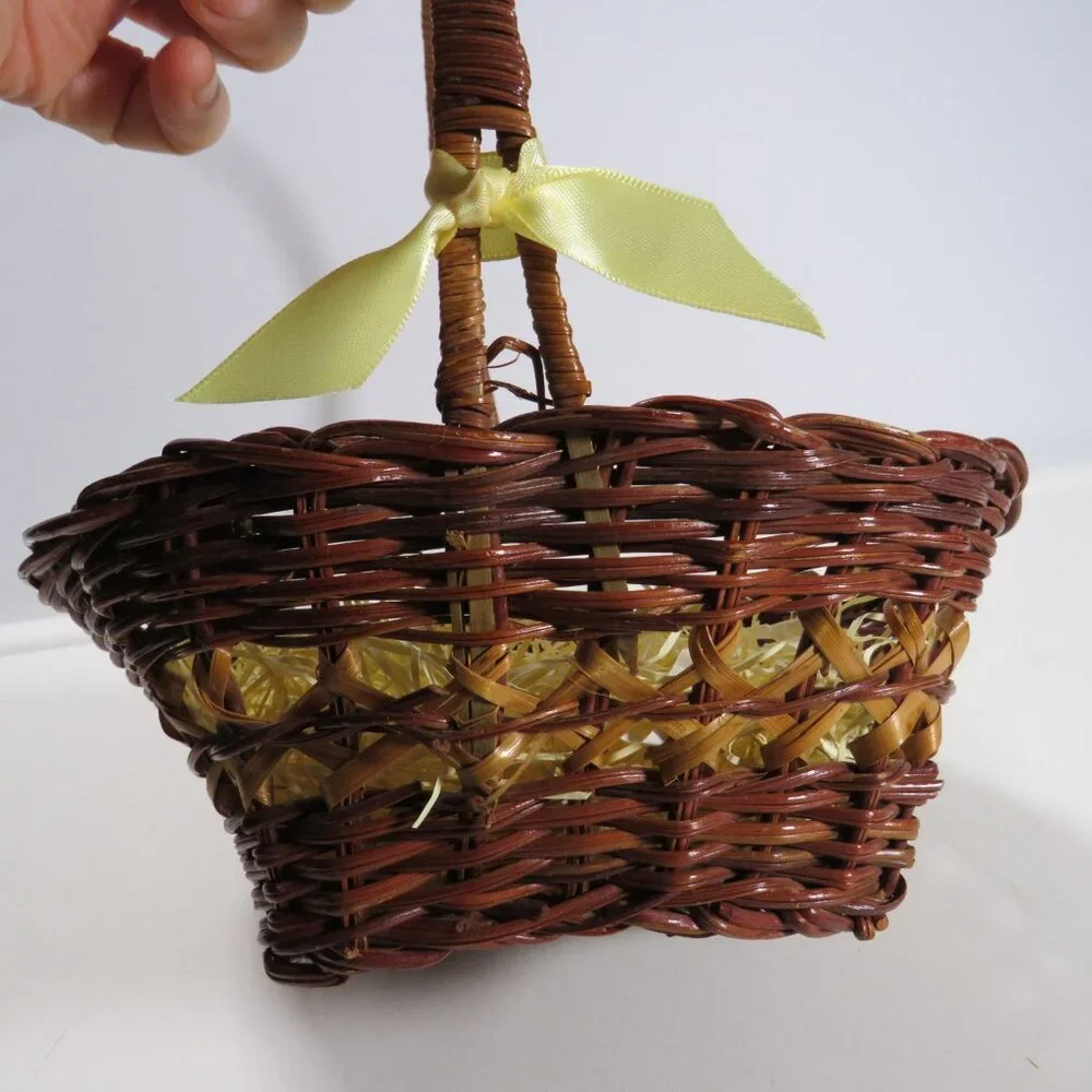 dark brown cane wicker basket Two Tone spring Easter Basket